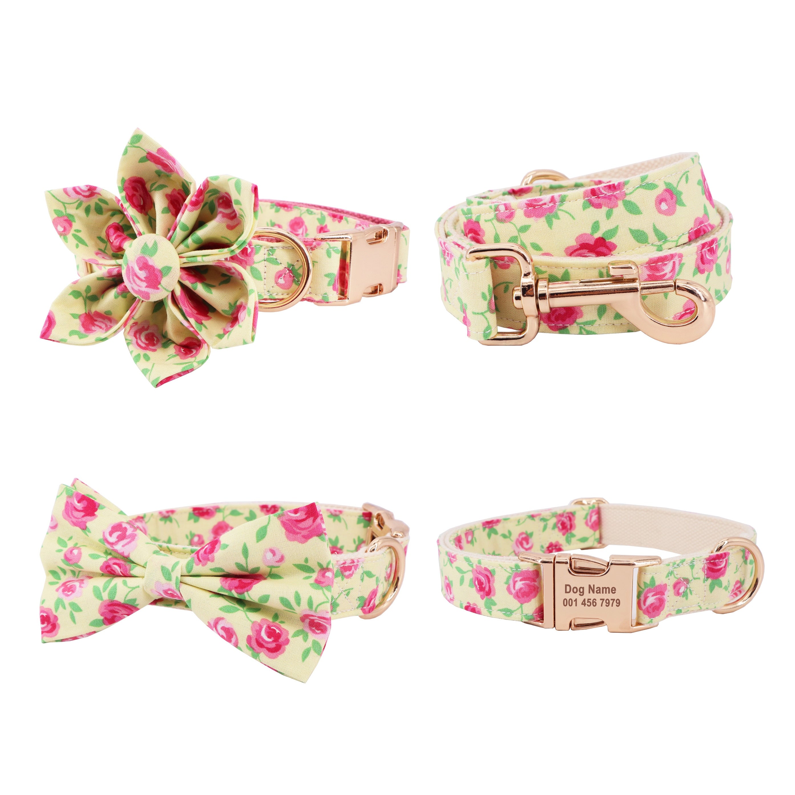 Autumn Design Free Personalized ID Bow Collars Leash Set