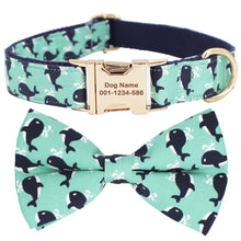Whale Dog Collar Bow Collar Leash Set | Personalized - CurliTail