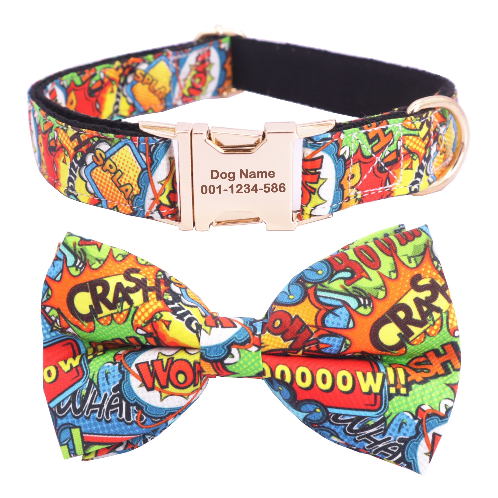 Crash Dog Collar Bow Tie And Leash| Personalized - CurliTail