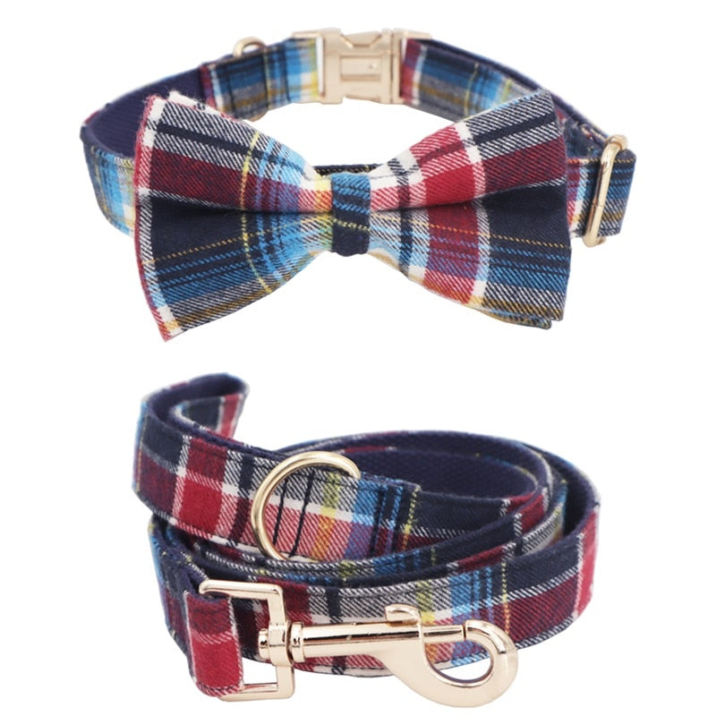Checks And Boxes: Personalized Collar And Leash Set