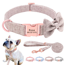 Classy Bow And Leash Set: Personalized Collar And Leash - CurliTail