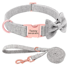 Classy Bow And Leash Set: Personalized Collar And Leash - CurliTail