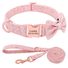 Classy Bow And Leash Set: Personalized Collar And Leash - CurliTail
