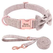 Classy Bow And Leash Set: Personalized Collar And Leash - CurliTail