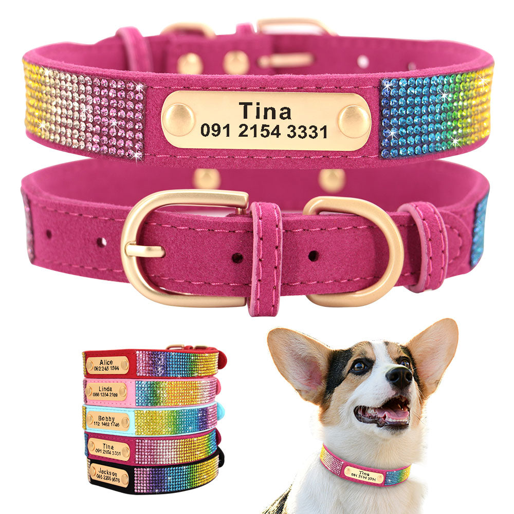 Rhinestone Pet Collars | Small Dog ID Collars |Personalized - CurliTail