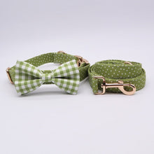 Classic Green Polka Dots Bow  ID Collar And Leash Set: Personalized - CurliTail