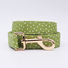 Classic Green Polka Dots Flower Collar And Leash Set: Personalized - CurliTail
