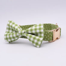 Classic Green Polka Dots Bow  ID Collar And Leash Set: Personalized - CurliTail