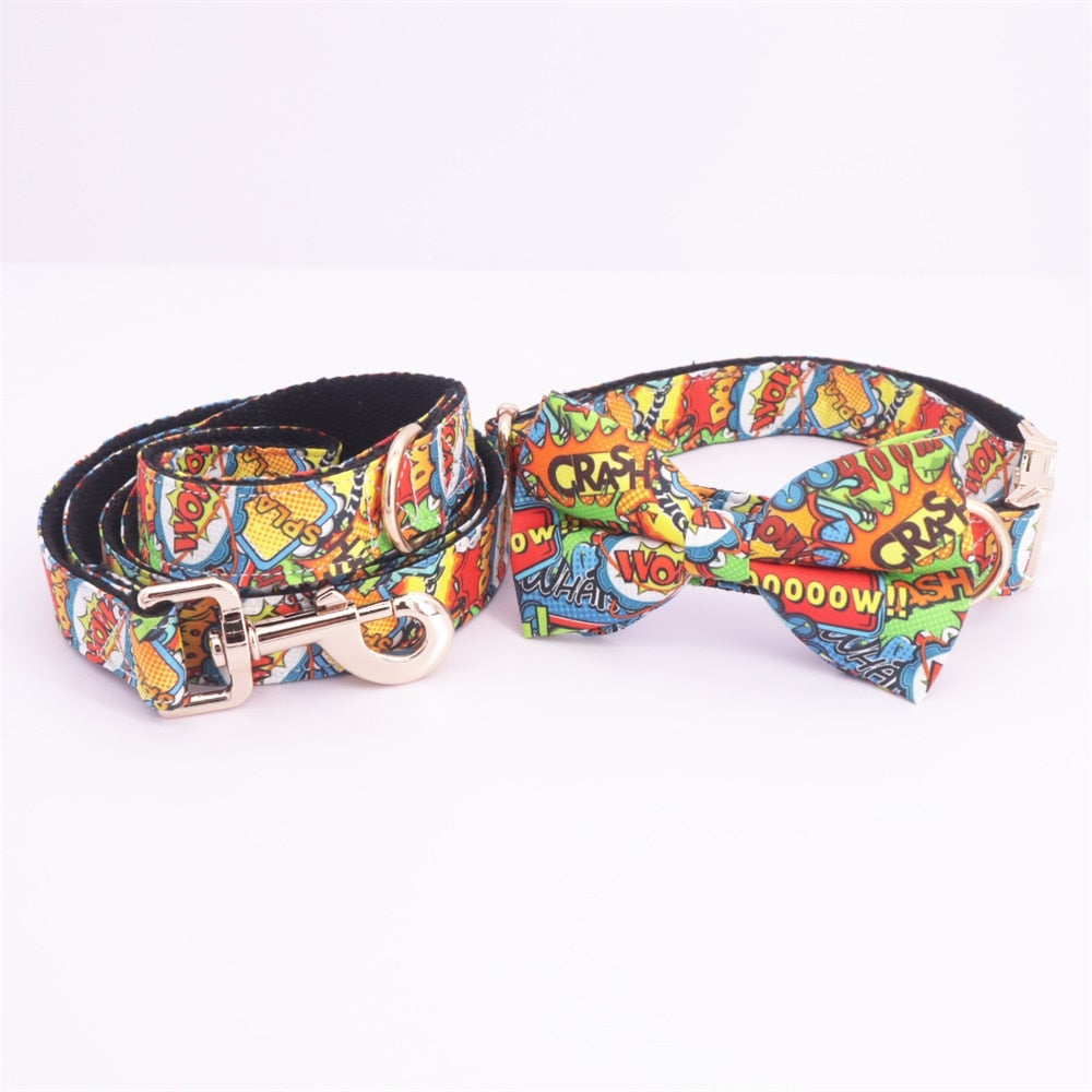 Crash Dog Collar Bow Tie And Leash| Personalized