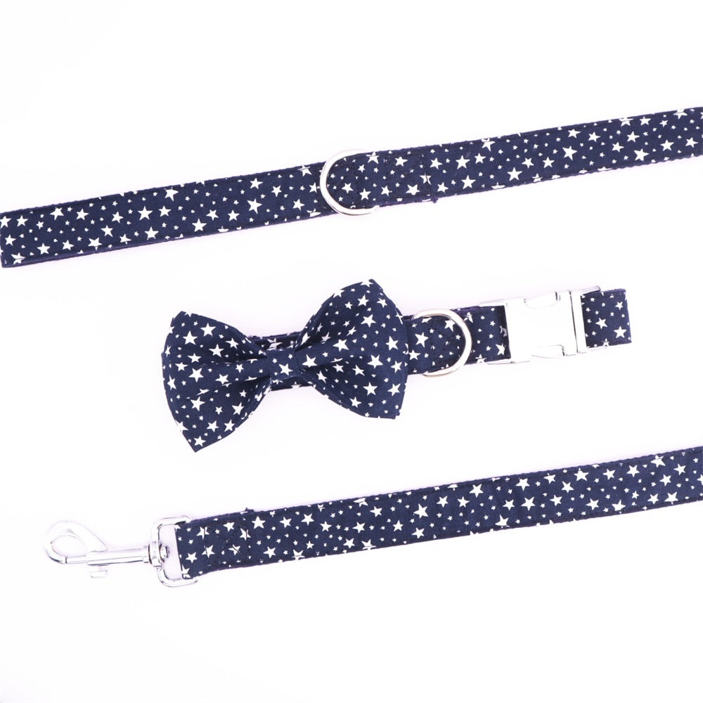 Shiny Stars: Personalized Bow Collar And Leash