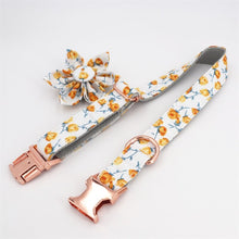 Free Engraving | Personalized Flower Dog ID Collars Leash Set | Yellow Floral Flower Dog ID Collar - CurliTail