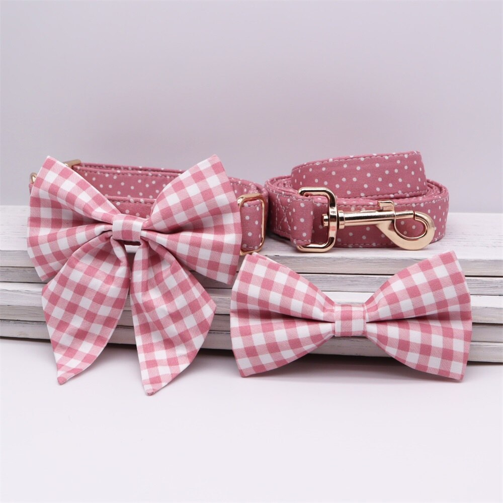 Pink Polka Dots Girly Butterfly Collar: Personalized Dog