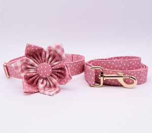Pink Polka Dots Flower Collar | Personalized Dog ID Collars