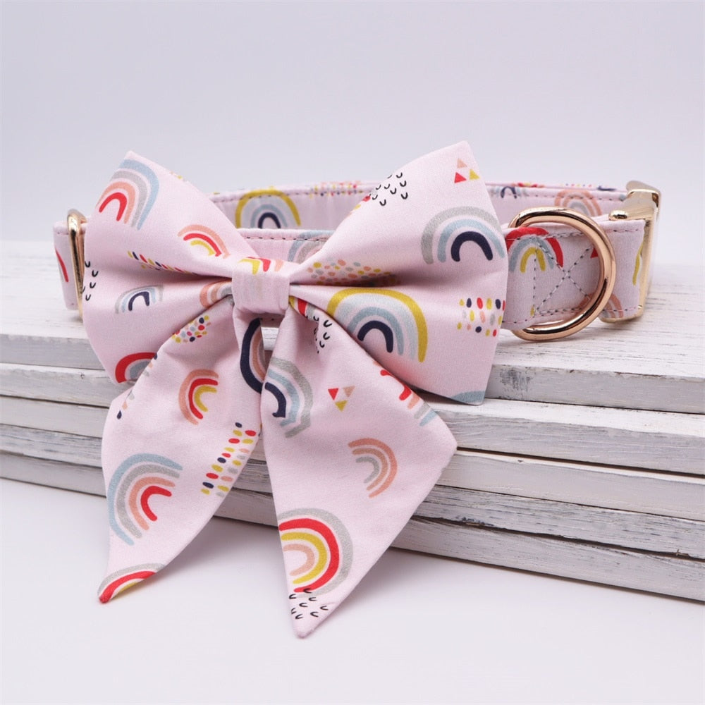 Rainbow Dots Butterfly Collar: Personalized ID Collars - CurliTail