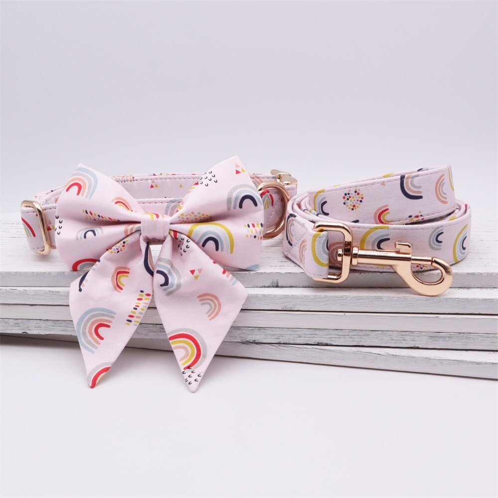 Rainbow Dots Butterfly Collar: Personalized ID Collars - CurliTail