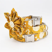 Trendy Mustard Yellow Floral Flower Collar |  Personalized Dog ID Collars - CurliTail
