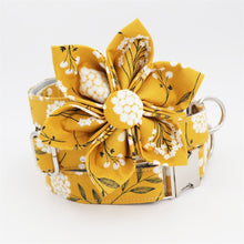 Trendy Mustard Yellow Floral Flower Collar |  Personalized Dog ID Collars - CurliTail
