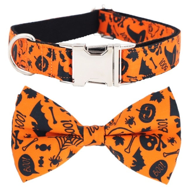 Personalized Halloween Dog Collar With Leash