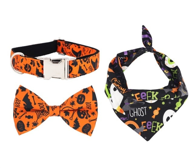 Personalized Halloween Dog Collar With Leash