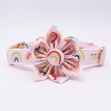 Rainbow Dot Flower Collar with Rose Gold Metal Buckle: Personalized ID Collar - CurliTail