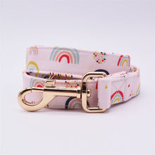 Rainbow Dot Flower Collar with Rose Gold Metal Buckle: Personalized ID Collar - CurliTail