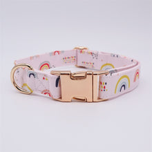 Rainbow Dot Flower Collar with Rose Gold Metal Buckle: Personalized ID Collar - CurliTail