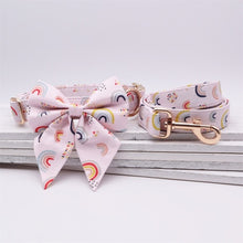 Rainbow Dot Flower Collar with Rose Gold Metal Buckle: Personalized ID Collar - CurliTail