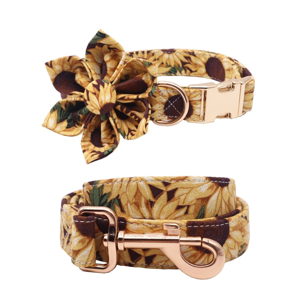 Sunflower Dog Collar Bow Tie , Metal Buckle. Personalized Pet Accessories for your pets.