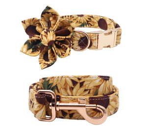 Sunflower Dog Collar Bow Tie , Metal Buckle. Personalized Pet Accessories for your pets.