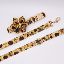 Sunflower Dog Collar Bow Tie , Metal Buckle. Personalized Pet Accessories for your pets. - CurliTail