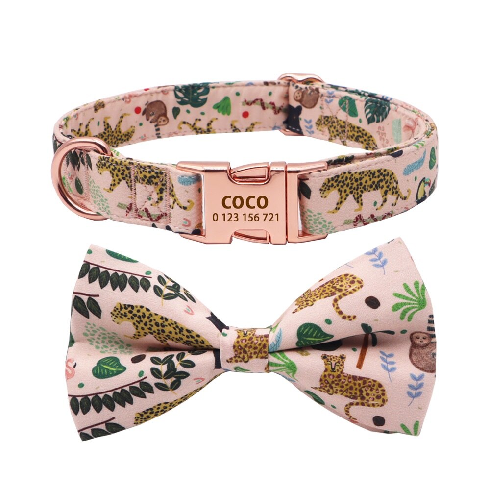 Jungle Print Laser Engraved: Personalized Collar, Leash, Harness