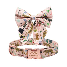 Jungle Print Laser Engraved Girly Collar And Leash Set: Personalized - CurliTail