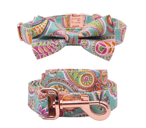 Paisley Print| Personalized Bow Collar And Leash