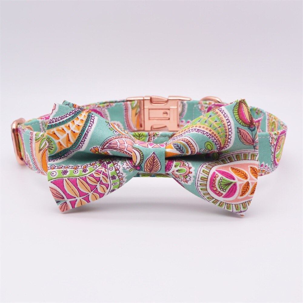 Paisley Print| Personalized Bow Collar And Leash