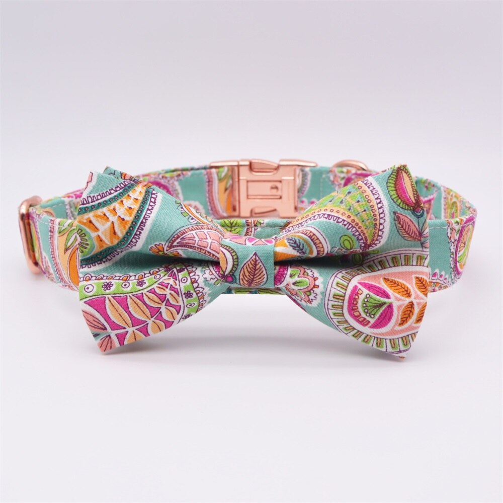 Paisley Print| Personalized Bow Collar And Leash - CurliTail