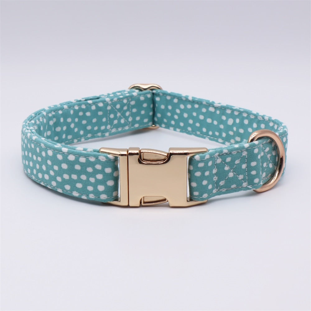 Classic Dot Dog Collar Bow Dog And Leash| Personalized for your pets and Free engraving.
