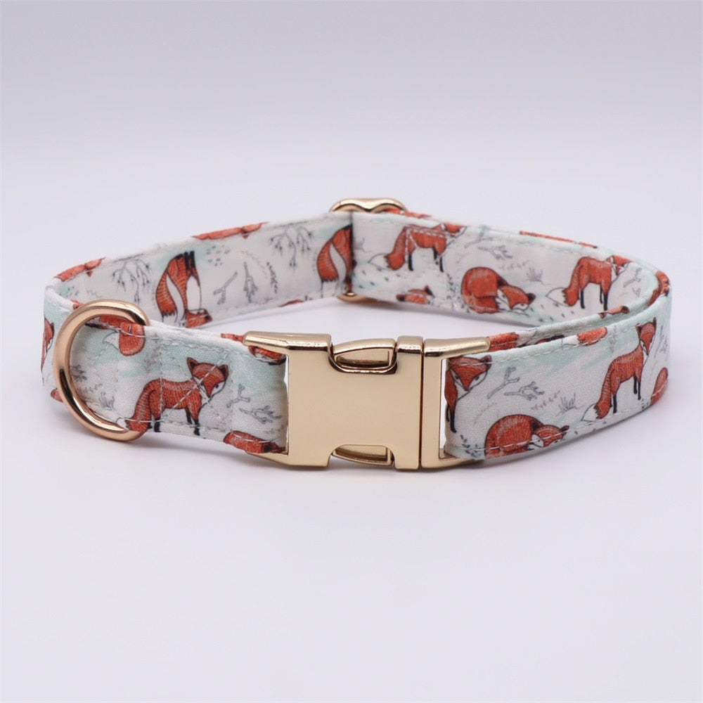 Fox Print Bow Collar And Leash| Personalized For Your Pet.