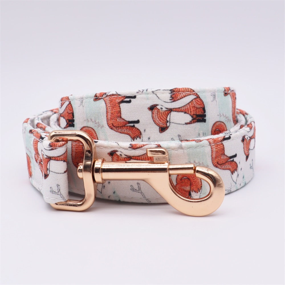 Fox Print Bow Collar And Leash| Personalized For Your Pet. - CurliTail