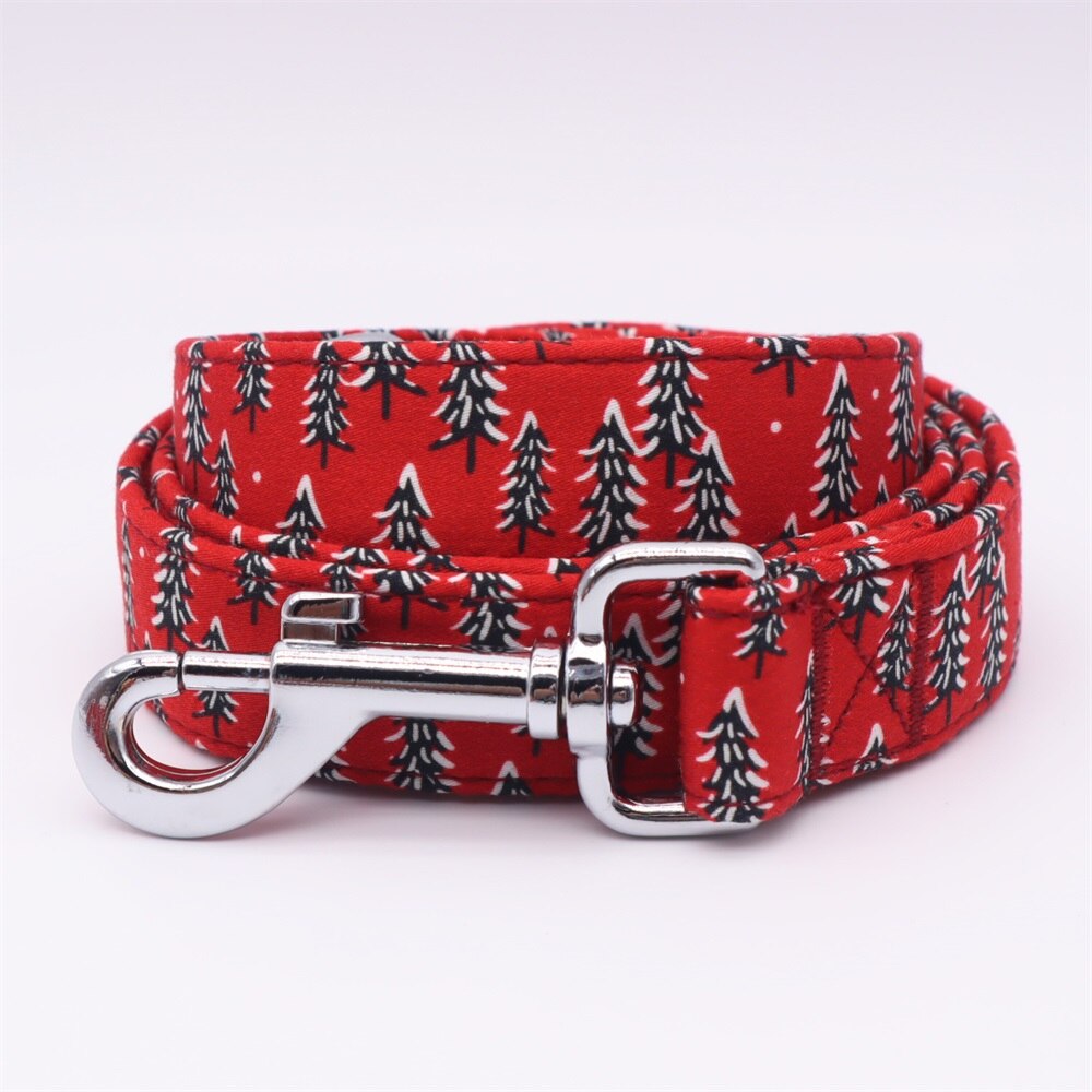 Christmas Trees Dog Bow Tie Collar, Metal Buckle. Personalized Pet Accessories - CurliTail