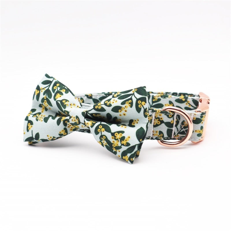 Summer Greens: Personalized Bow Collar And Leash Set - CurliTail