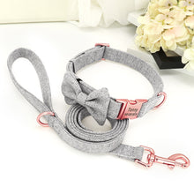 Classy Bow And Leash Set: Personalized Collar And Leash - CurliTail