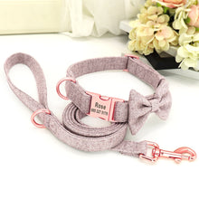 Classy Bow And Leash Set: Personalized Collar And Leash - CurliTail