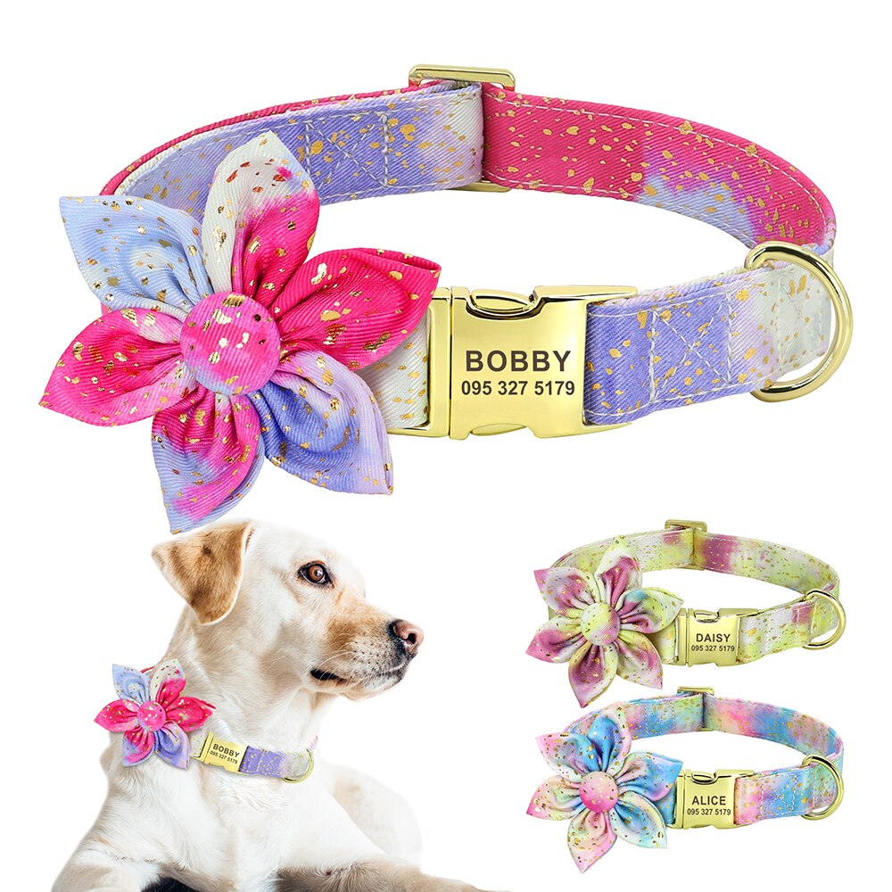Bubbles And Flowers Personalized Flower Collars - CurliTail