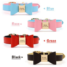 Leather And Bow Personalized Collars - CurliTail
