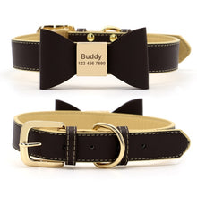 Leather And Bow Personalized Collars - CurliTail