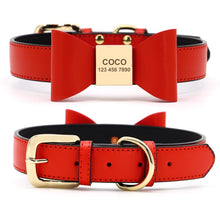 Leather And Bow Personalized Collars - CurliTail