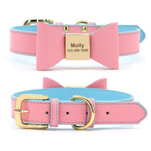 Leather And Bow Personalized Collars - CurliTail