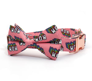 Red WOW/MOM Bow Collar | Personalized Collar And Leash