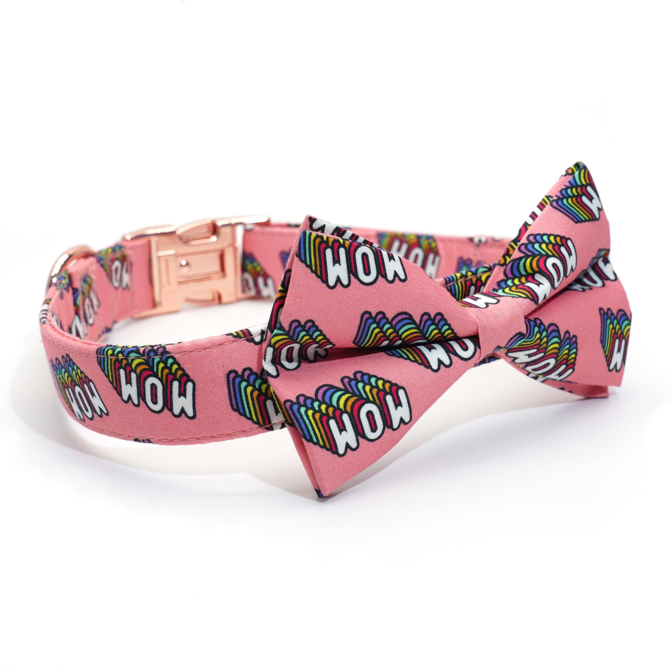 Red WOW/MOM Bow Collar | Personalized Collar And Leash