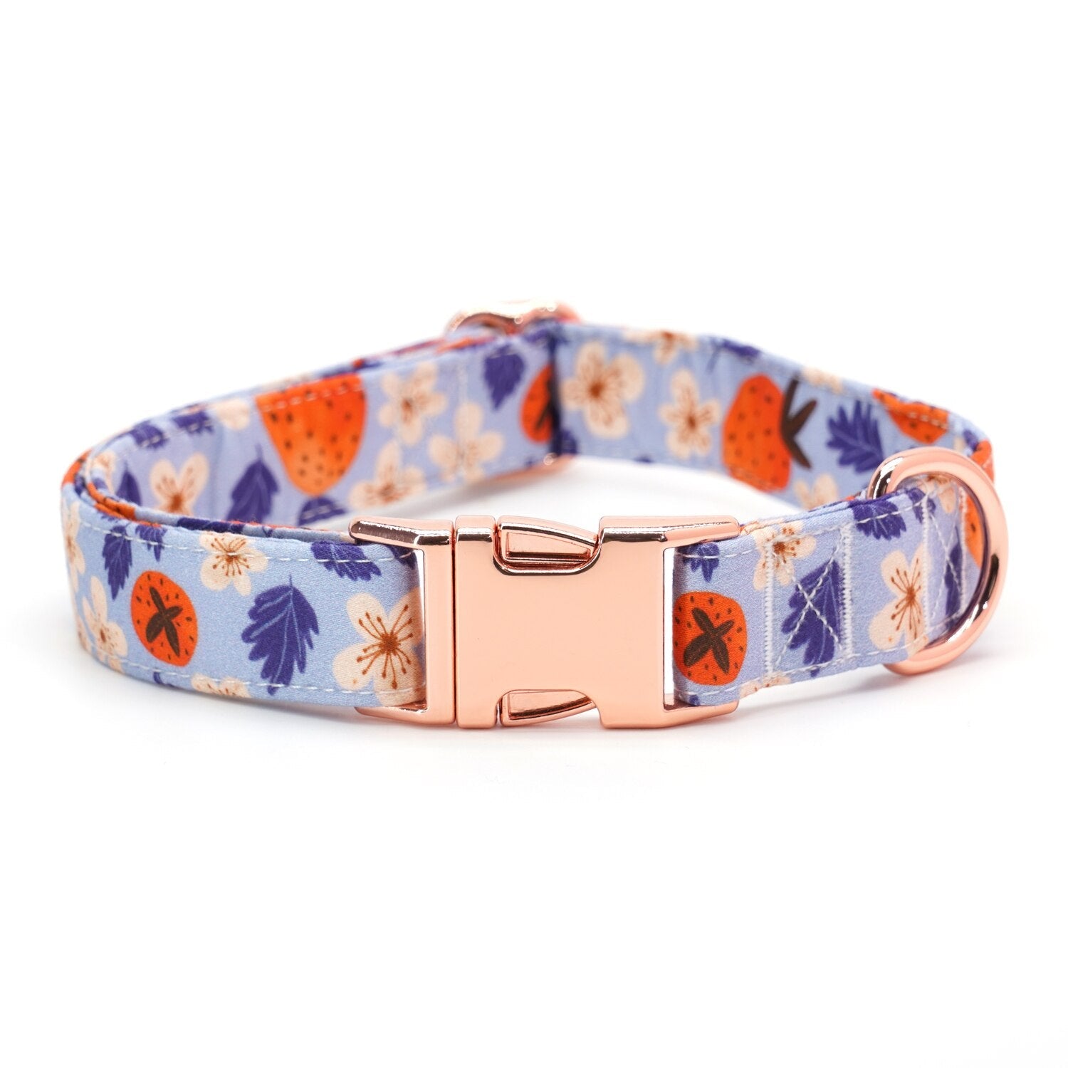 Blue Strawberry Flower Collar & Leash Set | Personalized